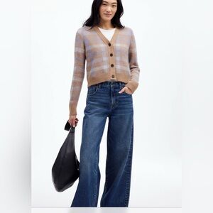 MADEWELL Alpaca-Blend V-Neck Cardigan in Plaid S